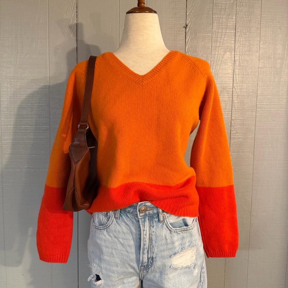 J Crew 100% Lambswool Color block Sweater Women’s Medium